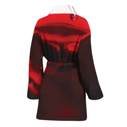 Red Wine Print Women's Bathrobe