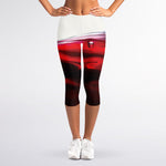 Red Wine Print Women's Capri Leggings