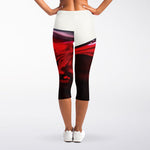 Red Wine Print Women's Capri Leggings
