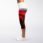 Red Wine Print Women's Capri Leggings