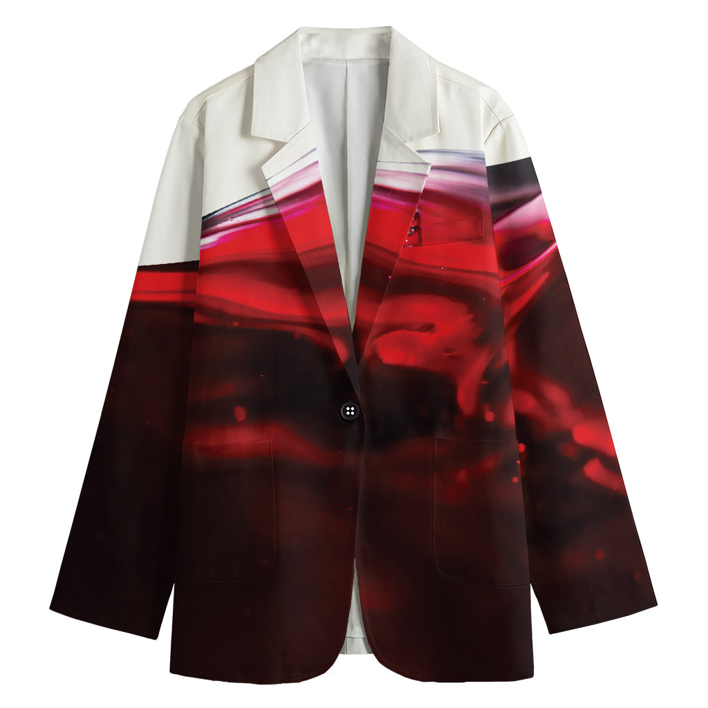 Red Wine Print Women's Cotton Blazer