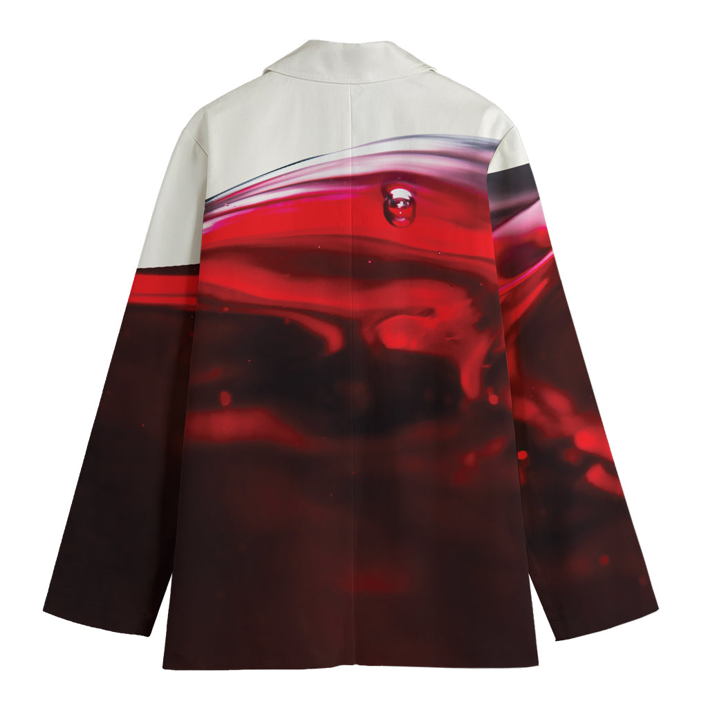 Red Wine Print Women's Cotton Blazer