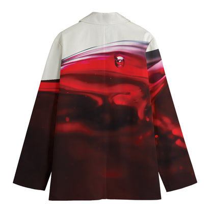 Red Wine Print Women's Cotton Blazer