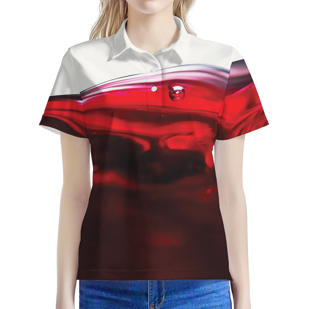 Red Wine Print Women's Polo Shirt