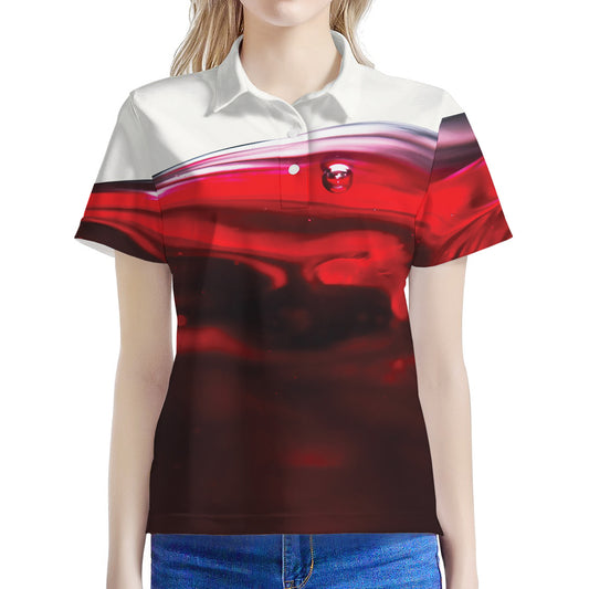 Red Wine Print Women's Polo Shirt