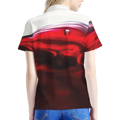Red Wine Print Women's Polo Shirt