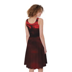 Red Wine Print Women's Sleeveless Dress