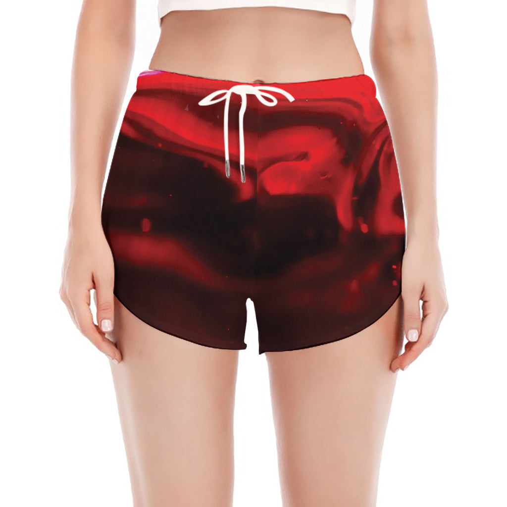 Red Wine Print Women's Split Running Shorts
