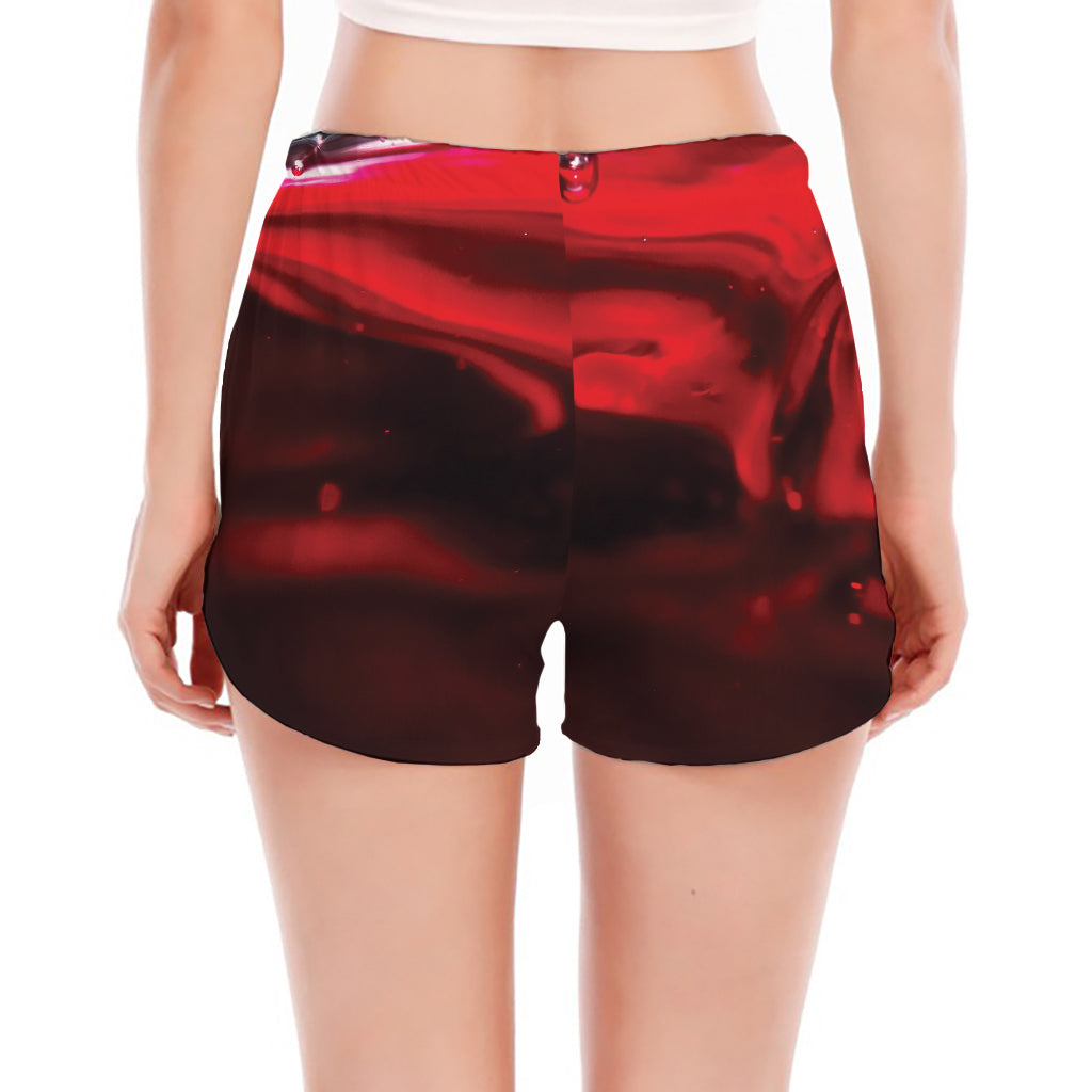 Red Wine Print Women's Split Running Shorts