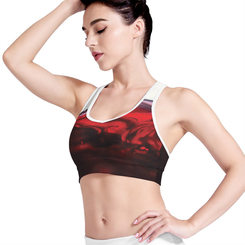 Red Wine Print Women's Sports Bra