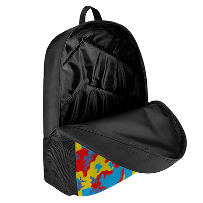 Red Yellow And Blue Camouflage Print 17 Inch Backpack