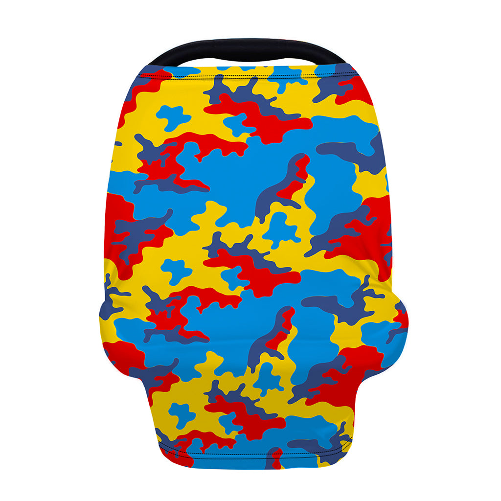 Red Yellow And Blue Camouflage Print Baby Seat Cover