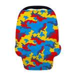 Red Yellow And Blue Camouflage Print Baby Seat Cover