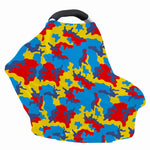 Red Yellow And Blue Camouflage Print Baby Seat Cover