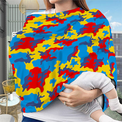 Red Yellow And Blue Camouflage Print Baby Seat Cover