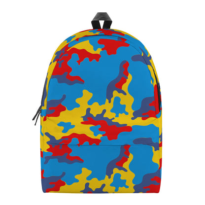 Red Yellow And Blue Camouflage Print Backpack
