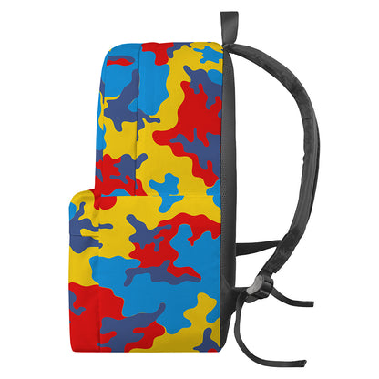 Red Yellow And Blue Camouflage Print Backpack