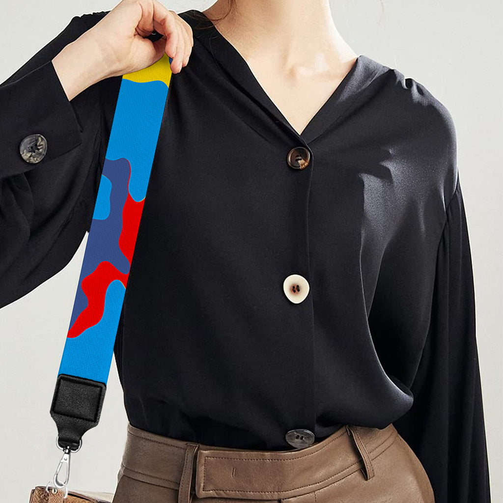 Red Yellow And Blue Camouflage Print Bag Strap