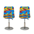 Red Yellow And Blue Camouflage Print Bar Stool Covers