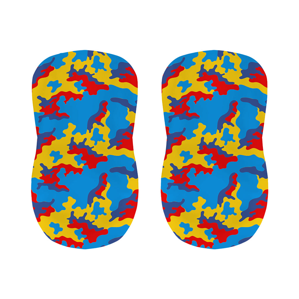 Red Yellow And Blue Camouflage Print Bar Stool Covers