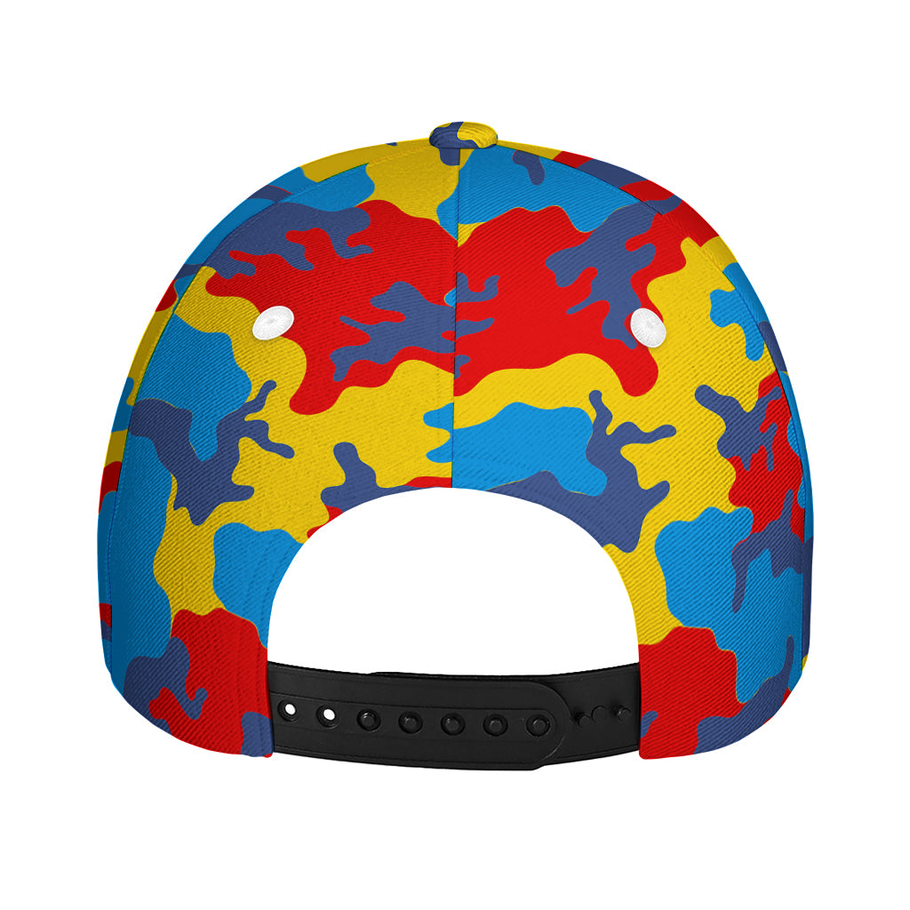 Red Yellow And Blue Camouflage Print Baseball Cap