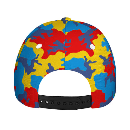 Red Yellow And Blue Camouflage Print Baseball Cap