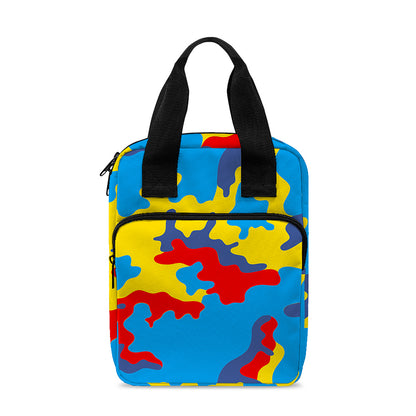 Red Yellow And Blue Camouflage Print Bible Tote Bag