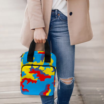 Red Yellow And Blue Camouflage Print Bible Tote Bag