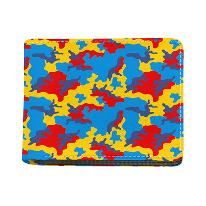 Red Yellow And Blue Camouflage Print Bifold Wallet