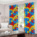 Red Yellow And Blue Camouflage Print Dimout Grommet Curtains