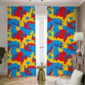 Red Yellow And Blue Camouflage Print Dimout Pencil Pleat Curtains