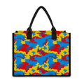 Red Yellow And Blue Camouflage Print Canvas Tote Bag