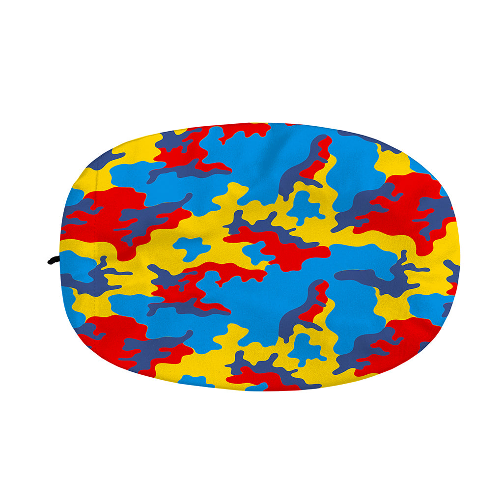 Red Yellow And Blue Camouflage Print Car Side Mirror Covers