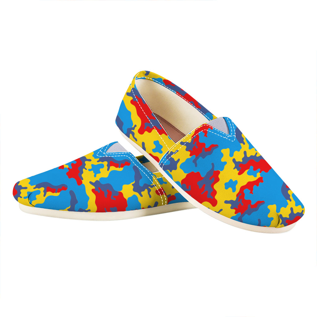Red Yellow And Blue Camouflage Print Casual Shoes