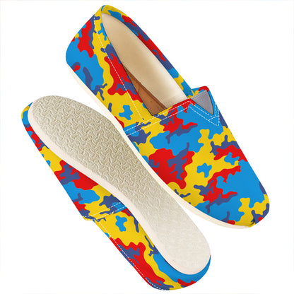 Red Yellow And Blue Camouflage Print Casual Shoes