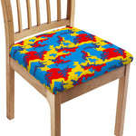 Red Yellow And Blue Camouflage Print Chair Cushion Cover