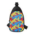 Red Yellow And Blue Camouflage Print Sling Bag
