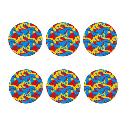 Red Yellow And Blue Camouflage Print Coaster Set