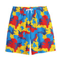 Red Yellow And Blue Camouflage Print Cotton Shorts