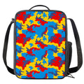 Red Yellow And Blue Camouflage Print Crossbody Lunch Bag