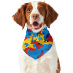 Red Yellow And Blue Camouflage Print Dog Bandana