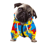 Red Yellow And Blue Camouflage Print Dog Zip Up Hoodie