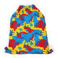 Red Yellow And Blue Camouflage Print Drawstring Bag