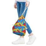 Red Yellow And Blue Camouflage Print Drawstring Bag