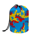 Red Yellow And Blue Camouflage Print Drawstring Makeup Bag