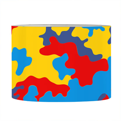 Red Yellow And Blue Camouflage Print Drum Lamp Shade