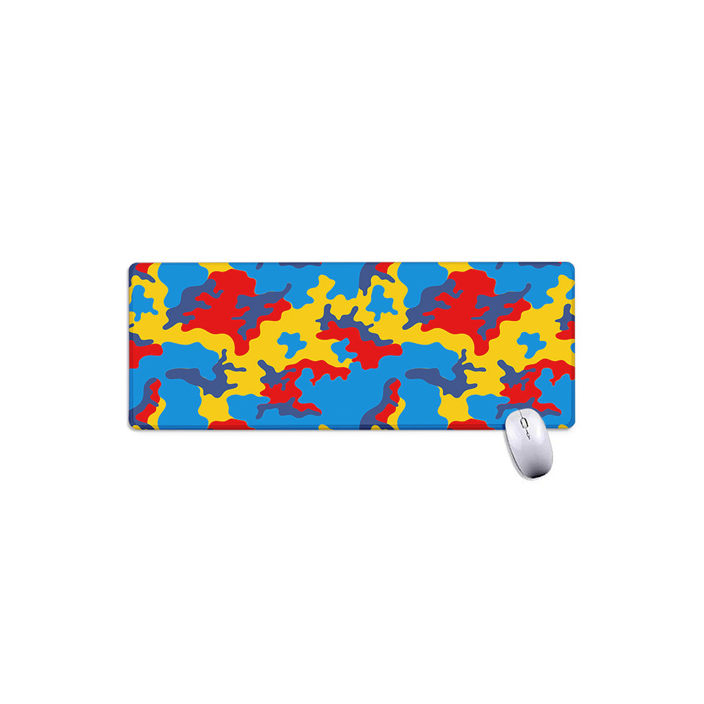 Red Yellow And Blue Camouflage Print Extended Mouse Pad
