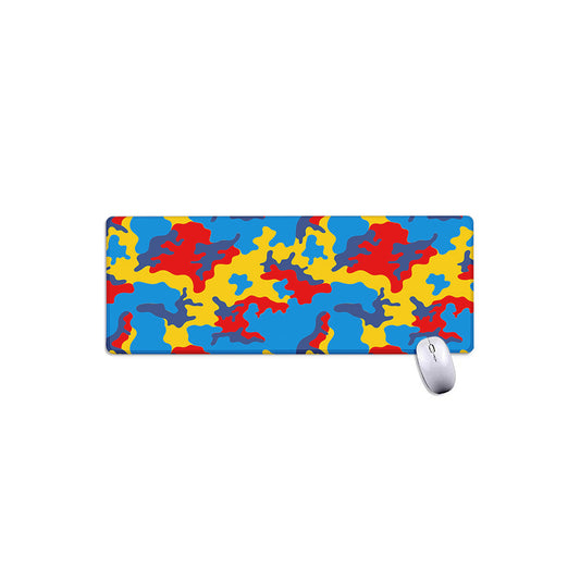 Red Yellow And Blue Camouflage Print Extended Mouse Pad