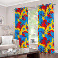 Red Yellow And Blue Camouflage Print Extra Wide Grommet Curtains