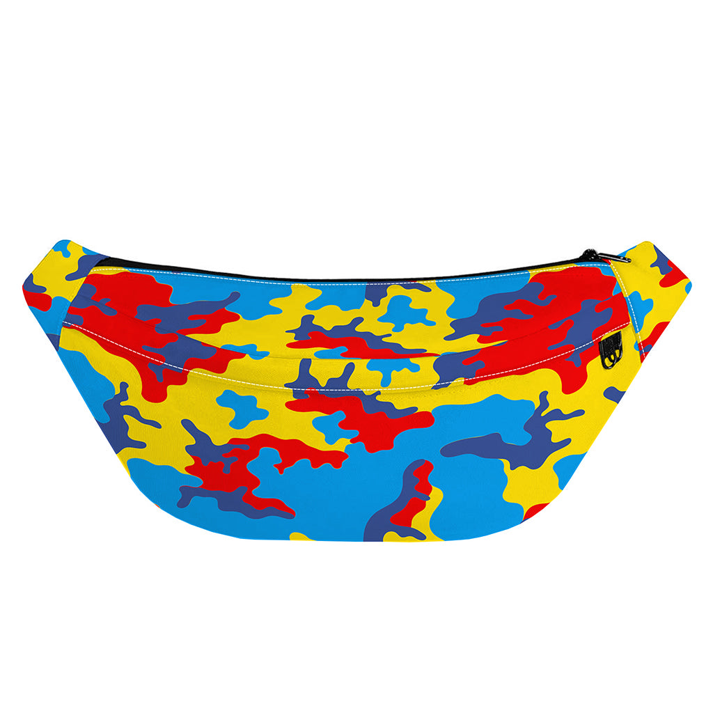 Red Yellow And Blue Camouflage Print Fanny Pack